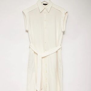 Massimo Dutti White Linen Shirtdress